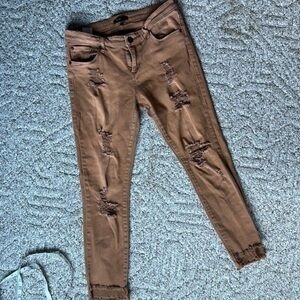 STS Blue jeans size 29 dark mustard color ripped stretch sexy fit jeans
